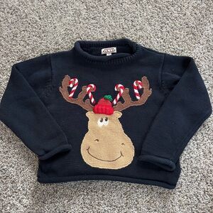 Toddler SKYR Navy cotton Reindeer rollneck Sweater